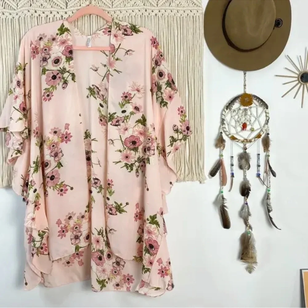 Jack & Missy Floral Kimono in Pink One Size